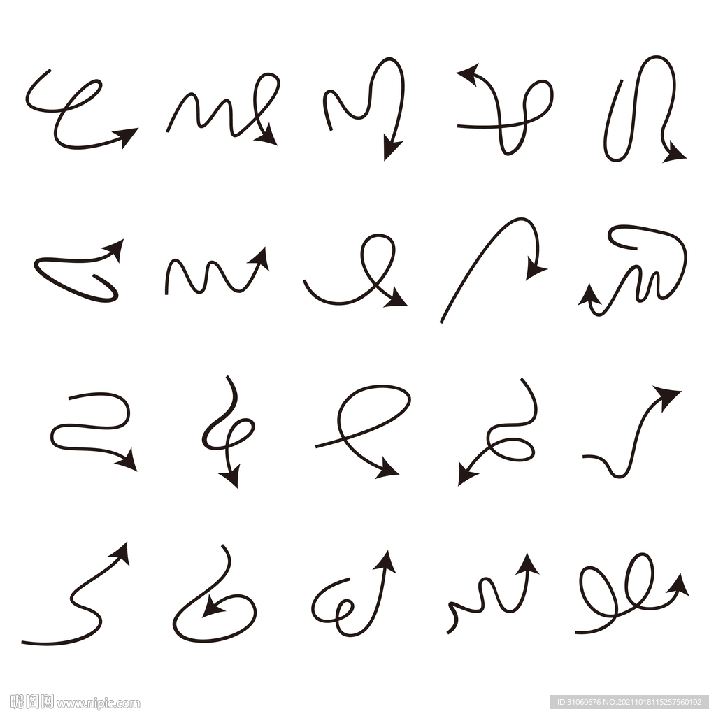 创意矢量手绘箭头图标素材