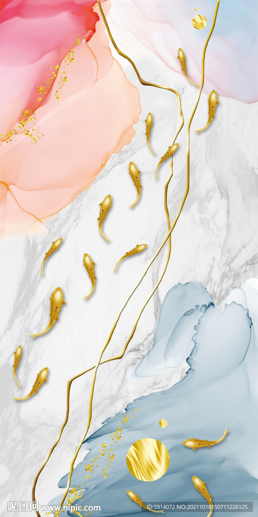 装饰画 抽象画 鱼