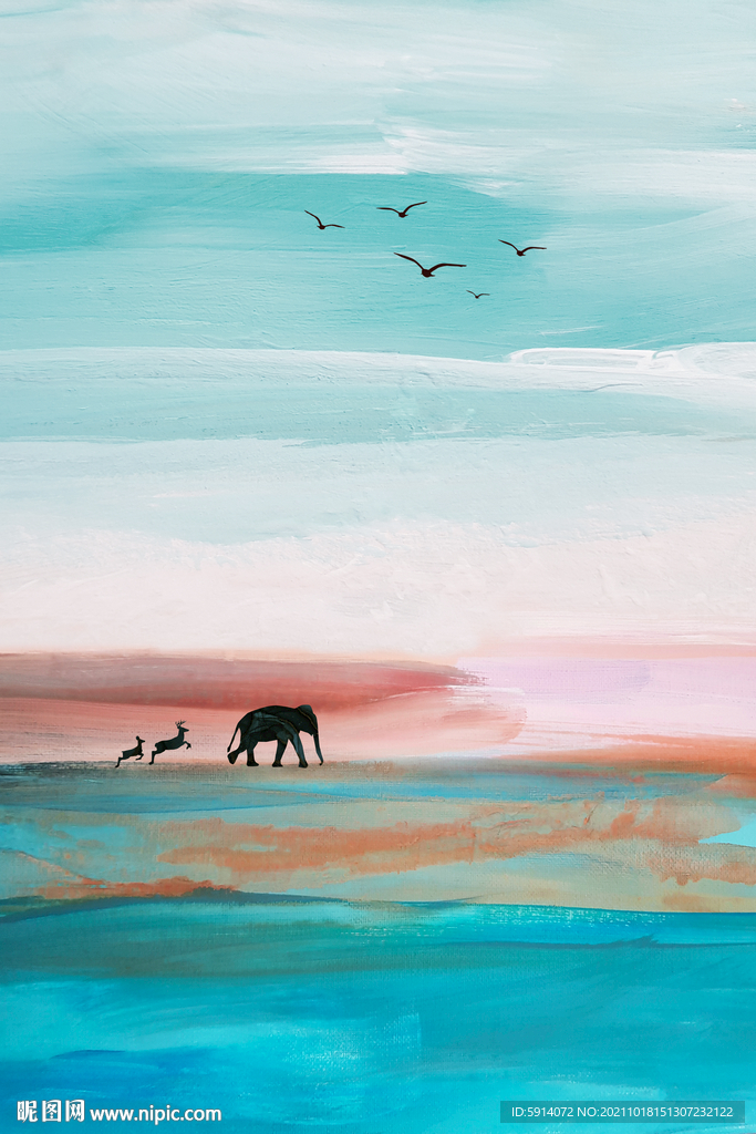 装饰画 抽象画 大象