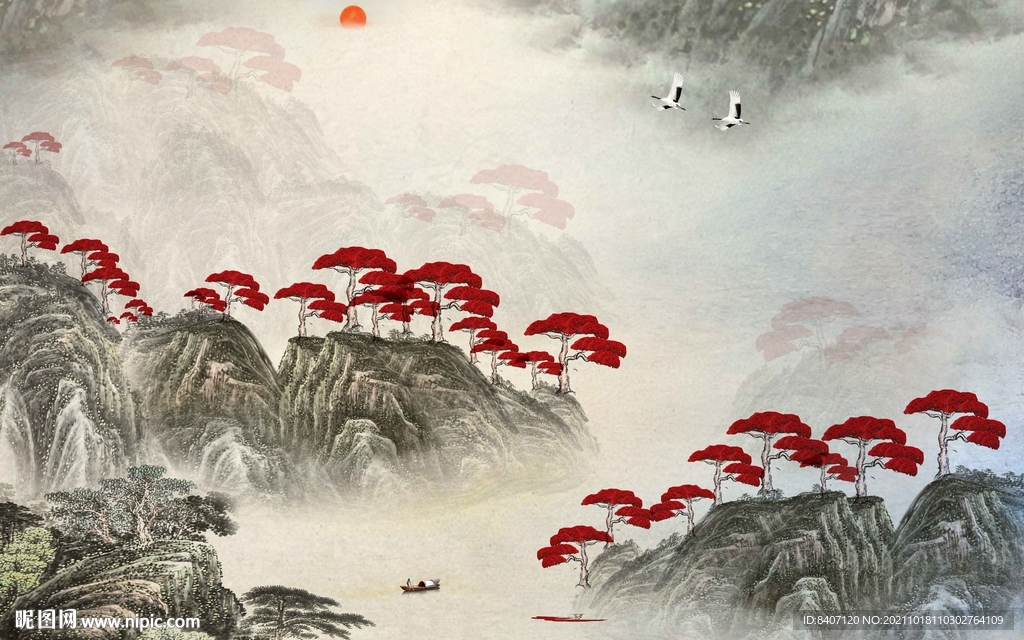 巨幅山水背景墙