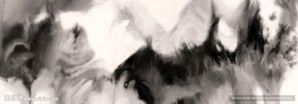 流体流彩单色素雅水墨画