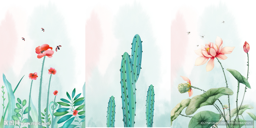 装饰画 晶瓷画 花 仙人掌