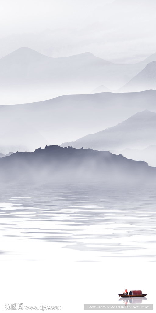 新中式山水意境玄关 分层TIF