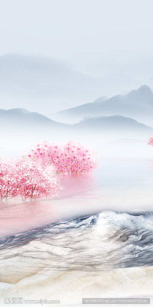 中式 山水意境玄关 分层TIF