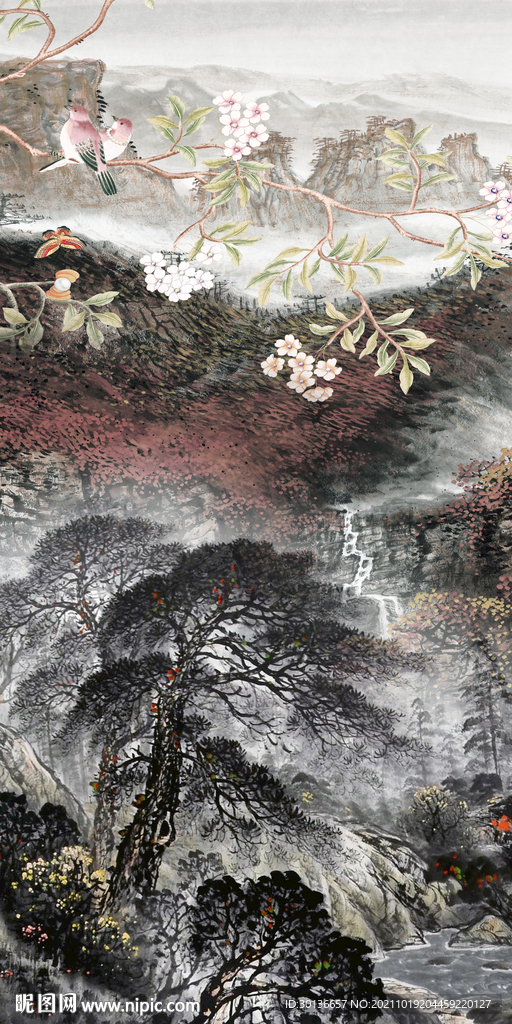国画山水过道玄关 TIF分层