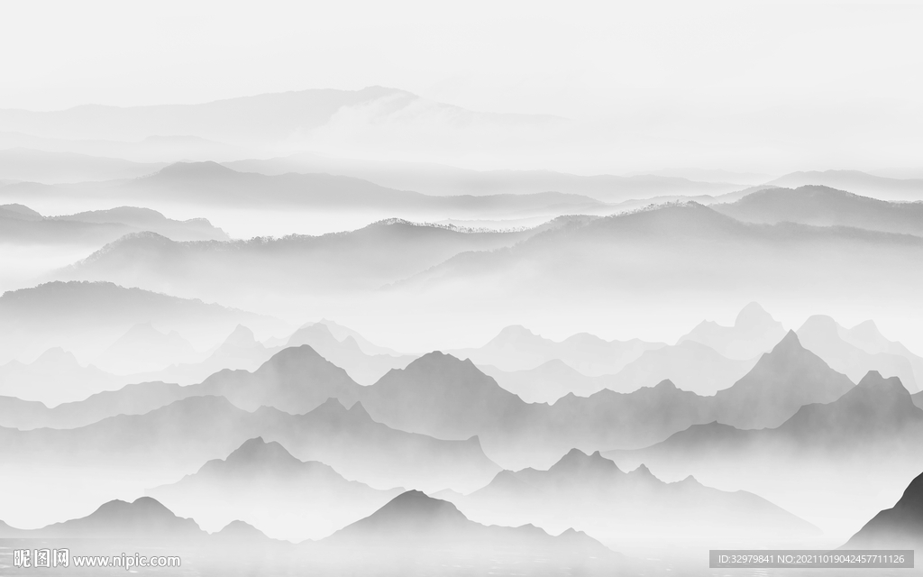 爆款客厅意境山水 文件分层 