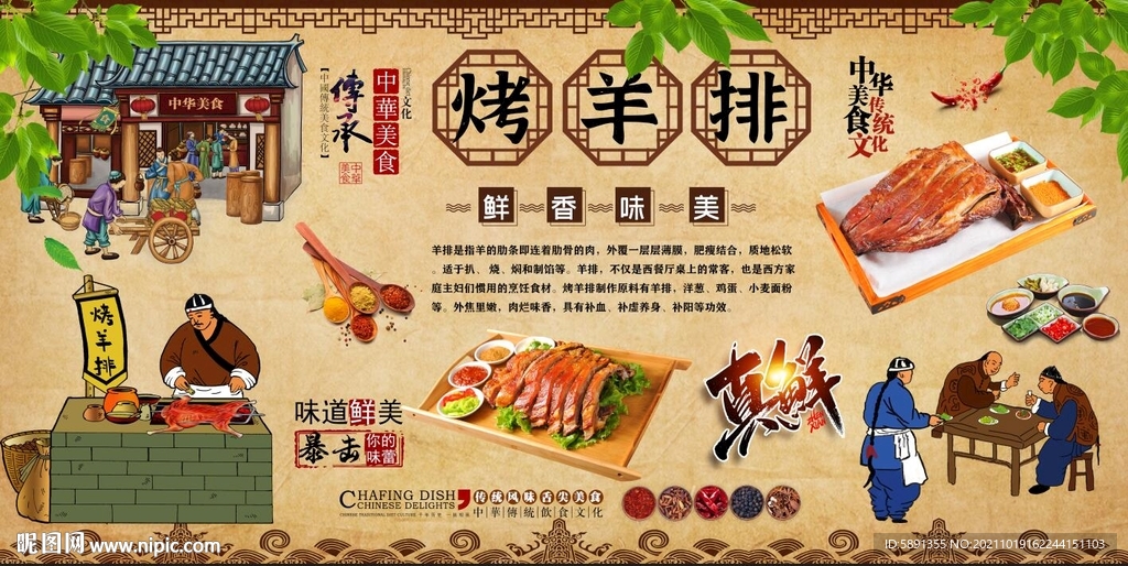 烤羊排背景墙