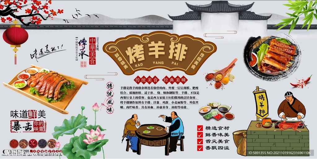 烤羊排背景墙