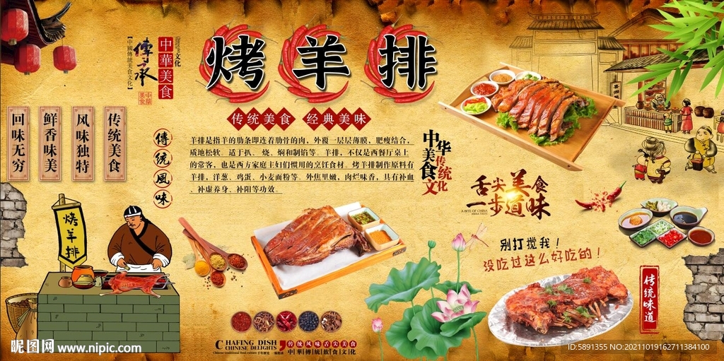 烤羊排背景墙