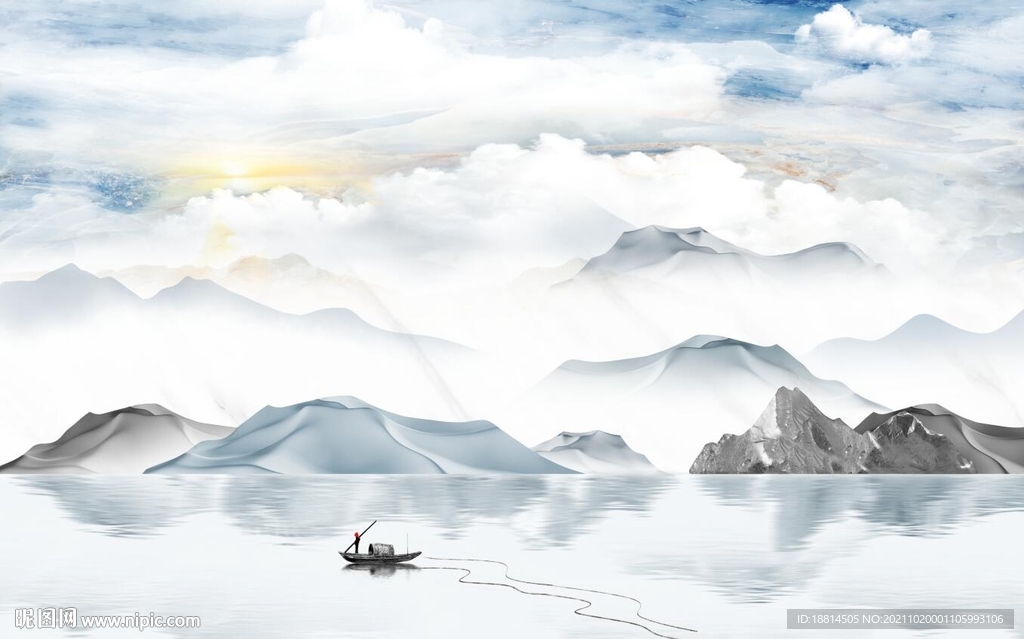 新中式山水背景墙