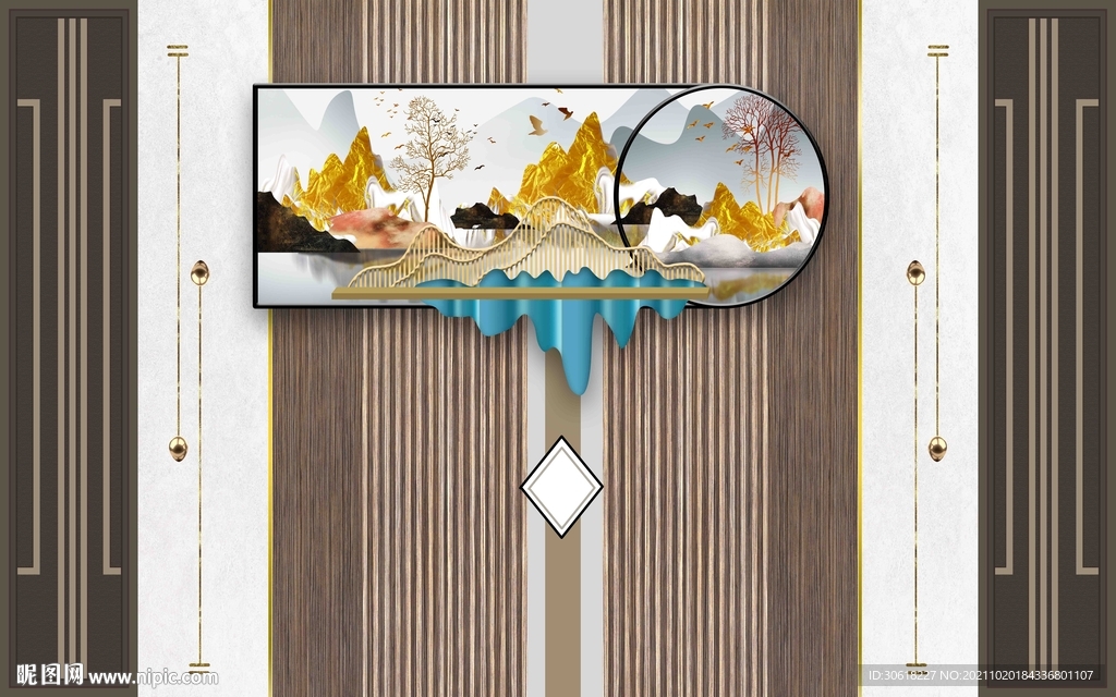 新中式现代电视背景墙