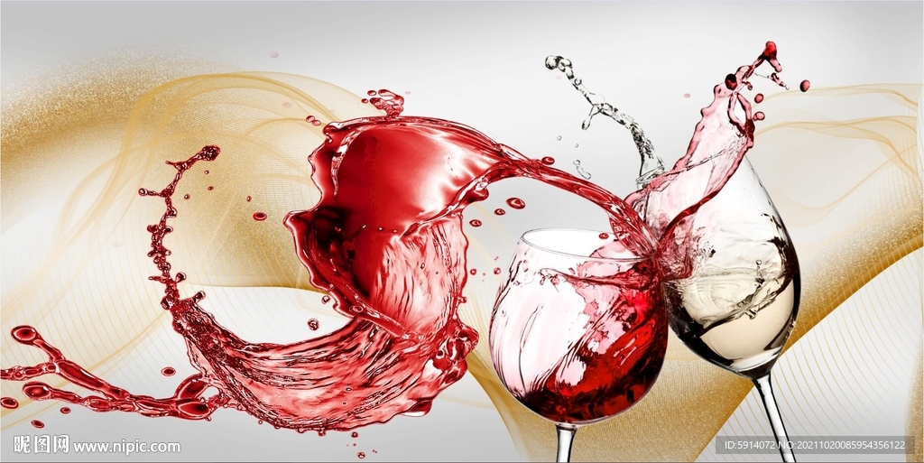 装饰画 抽象画线条 红酒杯