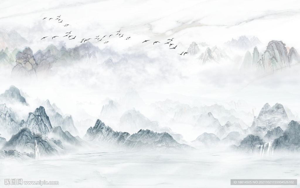 新中式山水背景墙