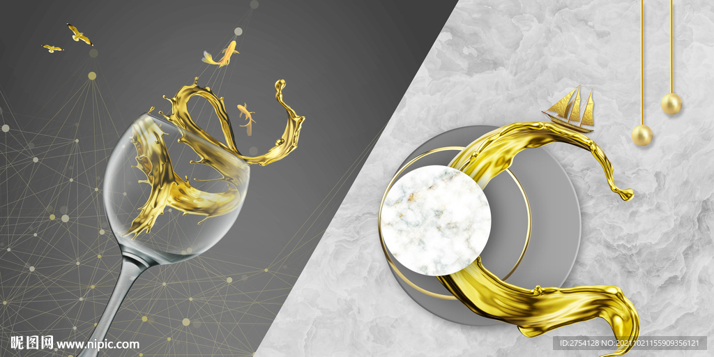 装饰画 晶瓷画 红酒杯