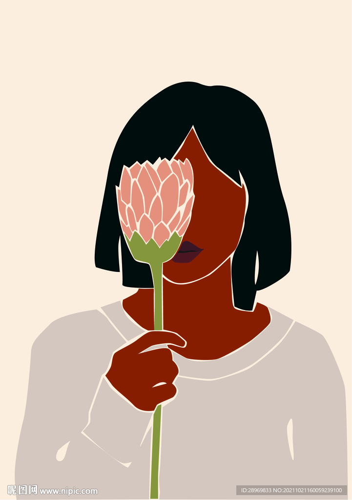 扁平风女孩插画