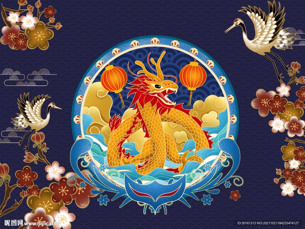 国潮龙纹背景