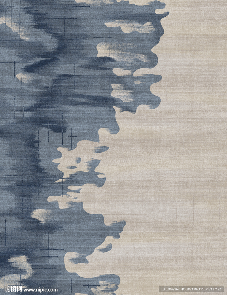 抽象水墨地毯地垫图案设计