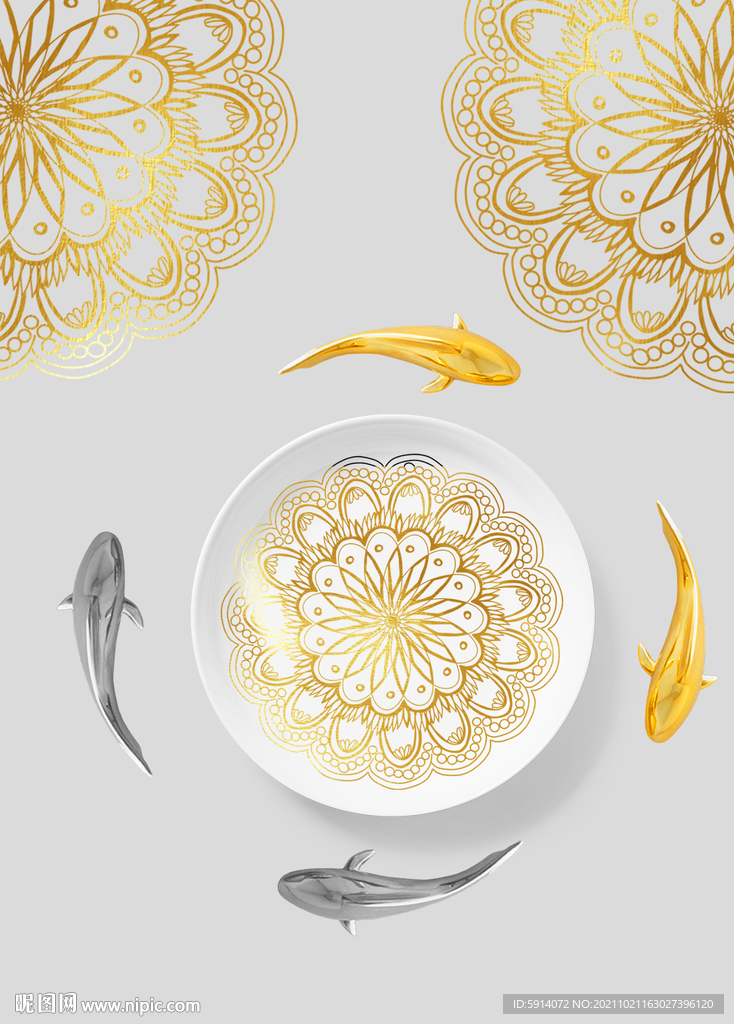 装饰画 晶瓷画 盘子 鲤鱼