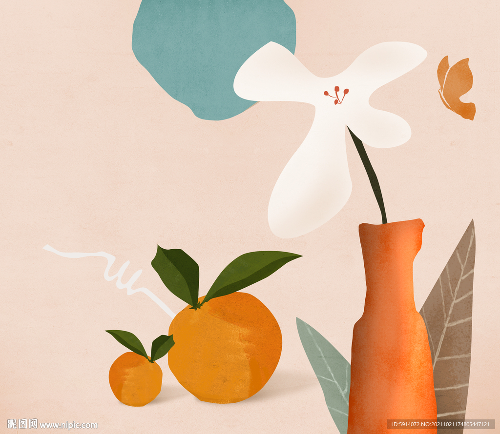 装饰画 晶瓷画 橘子 花瓶