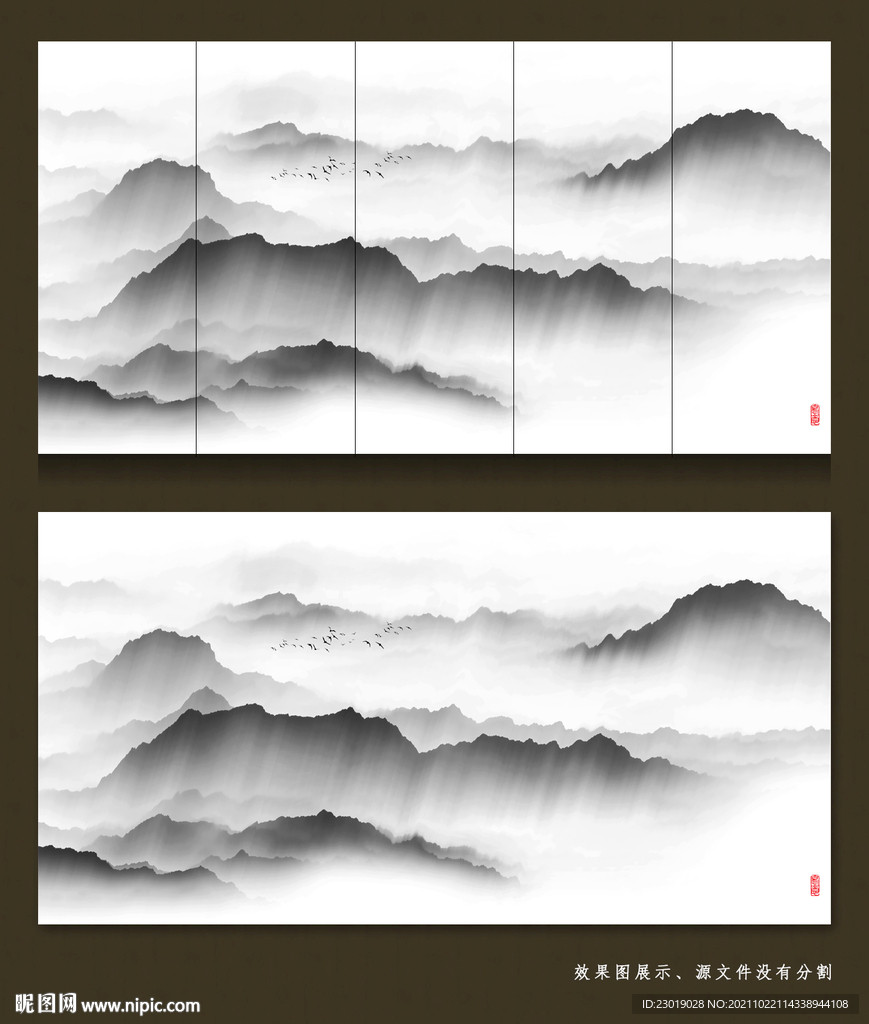 禅意抽象新中式山水画