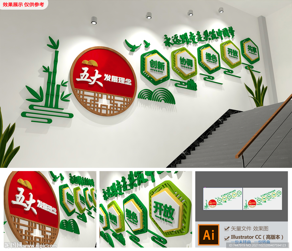 五大发展理念楼梯文化墙