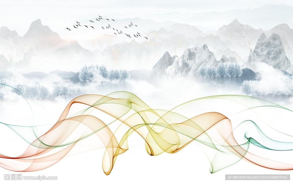 简约现代新中式背景墙