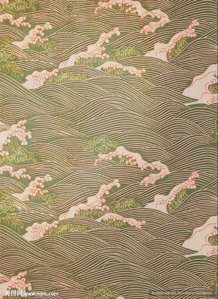 手绘线条海浪背景墙