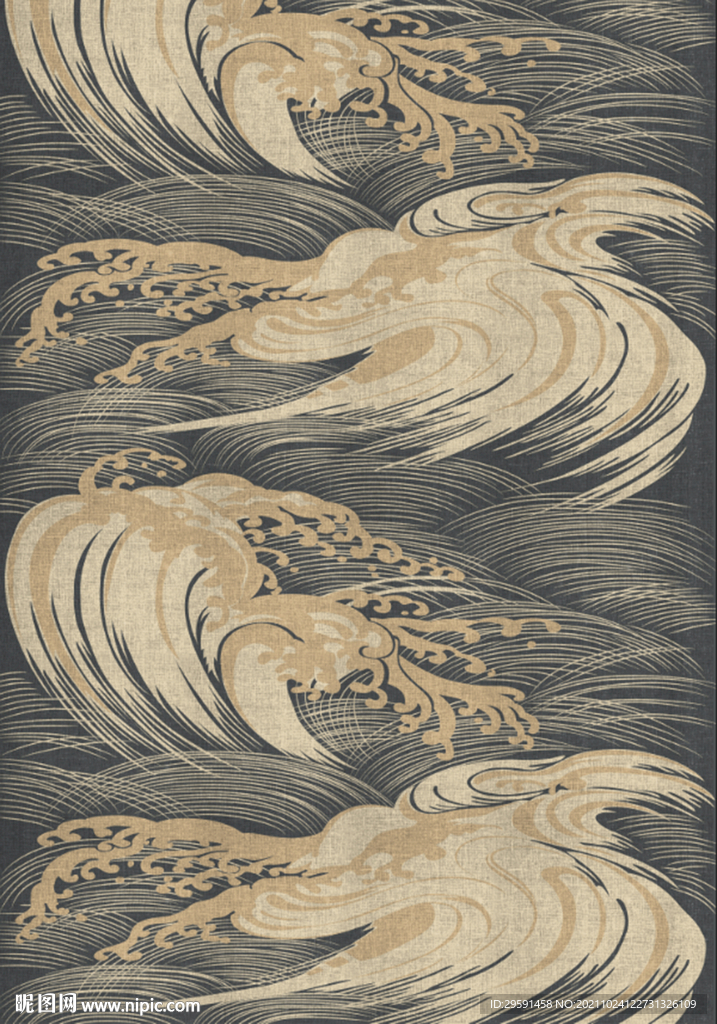 手绘线条海浪背景墙