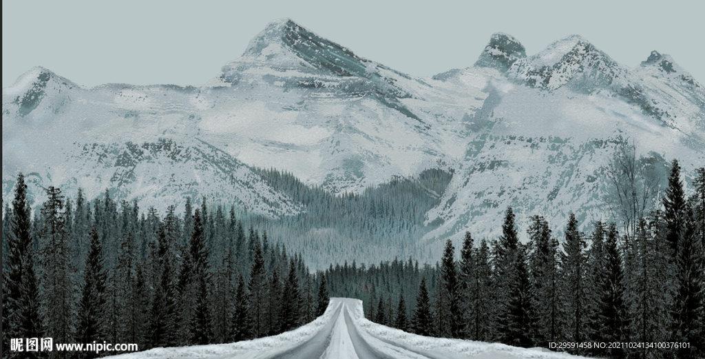 雪山风景背景墙