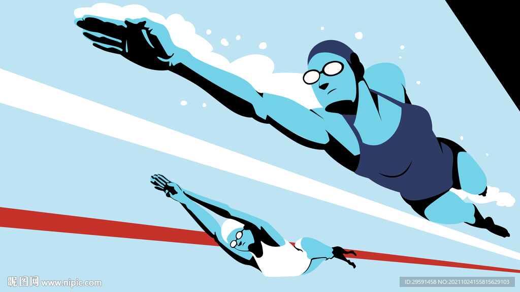 卡通游泳背景墙