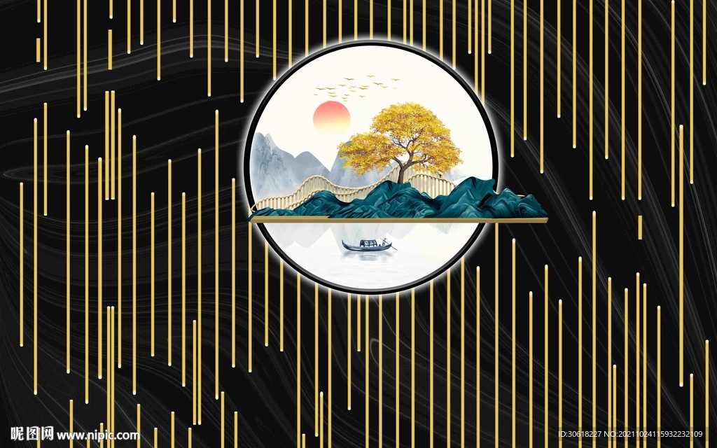 新中式现代电视背景墙