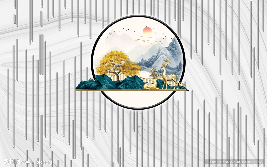 新中式现代电视背景墙
