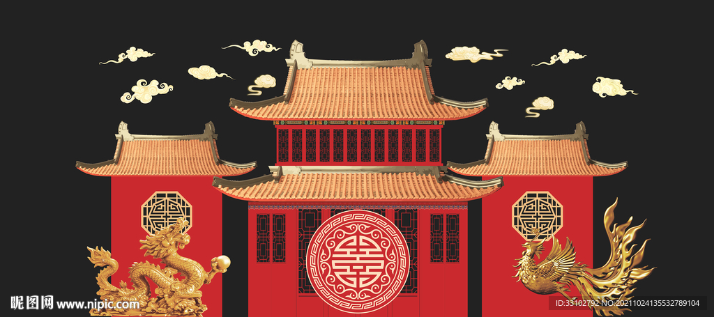 大气中式婚礼背景