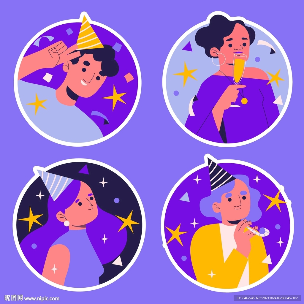 卡通女孩插画贴纸