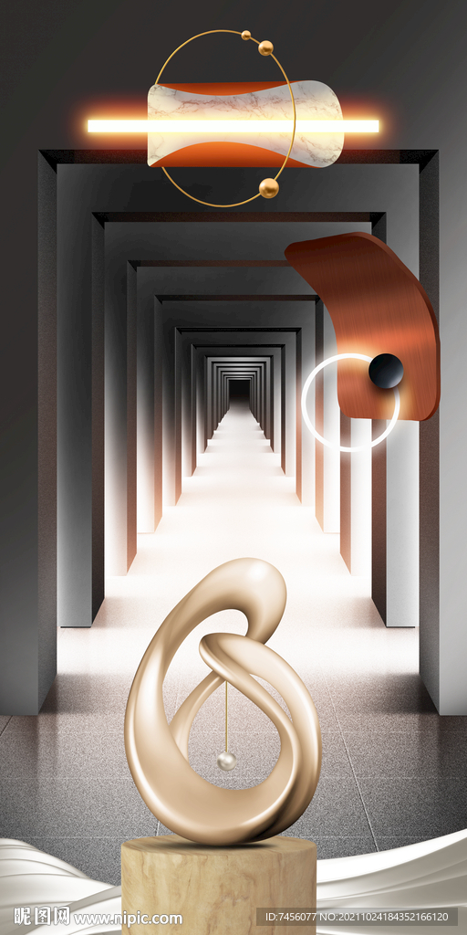 3D雕塑立体玄关过道