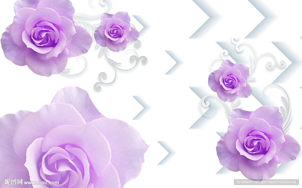紫色玫瑰花立体背景墙