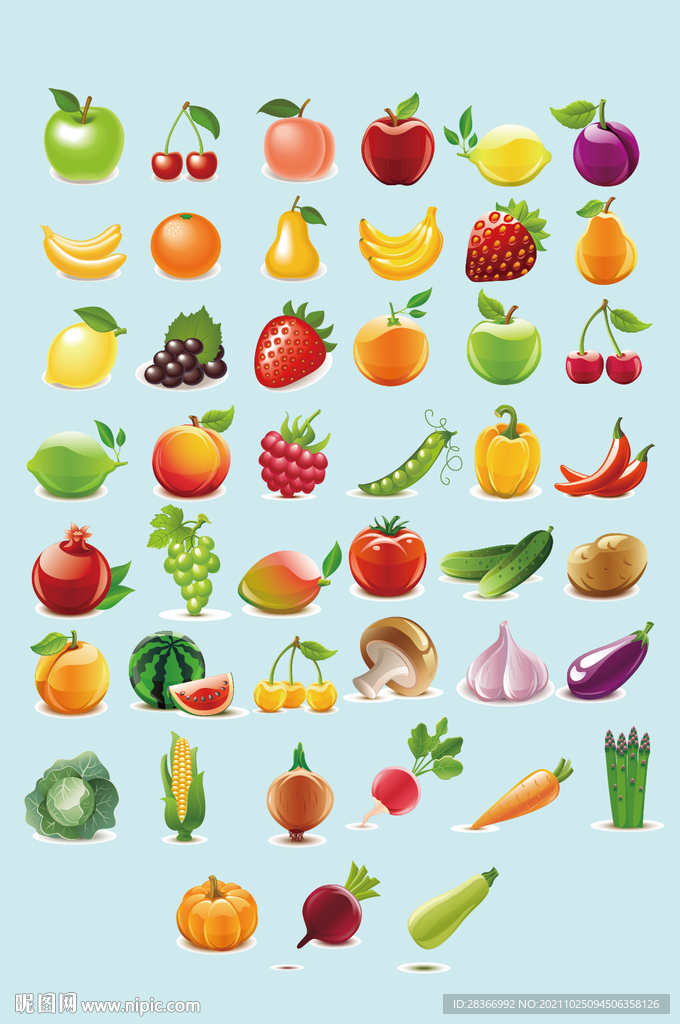 AI矢量蔬菜水果元素