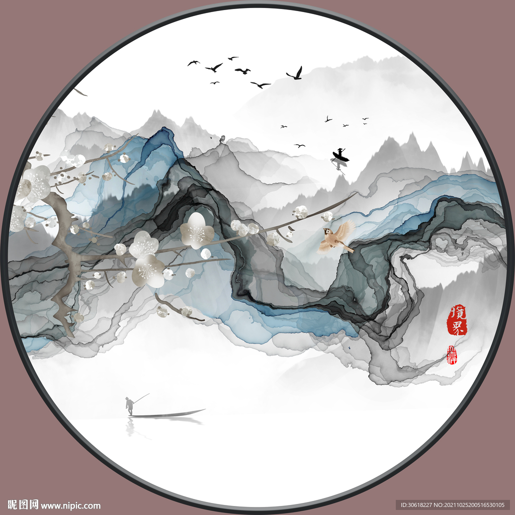 新中式圆形装饰画