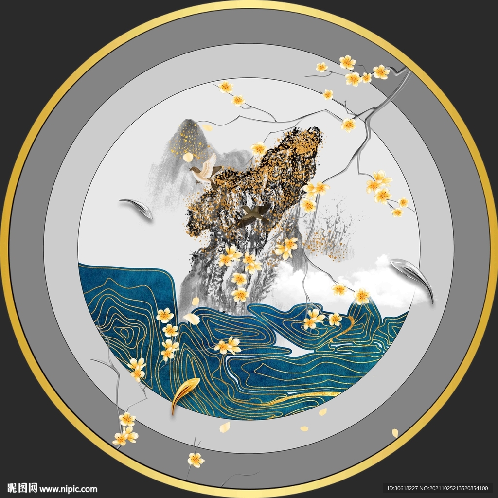 新中式圆形装饰画