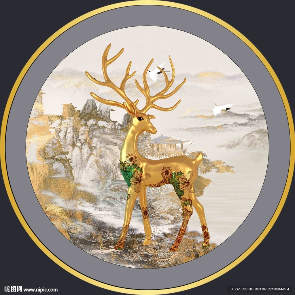 新中式圆形装饰画