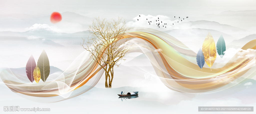 装饰画 晶瓷画 抽象线条