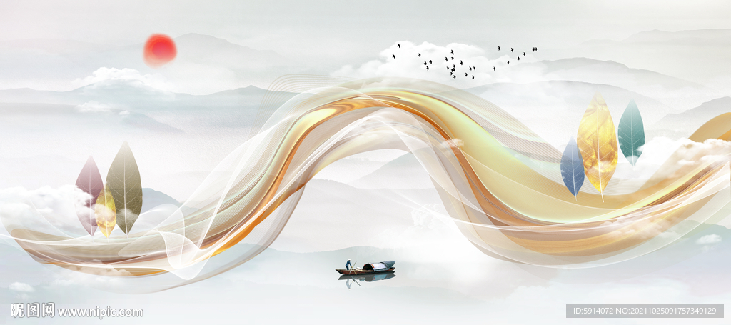 装饰画 晶瓷画 抽象线条