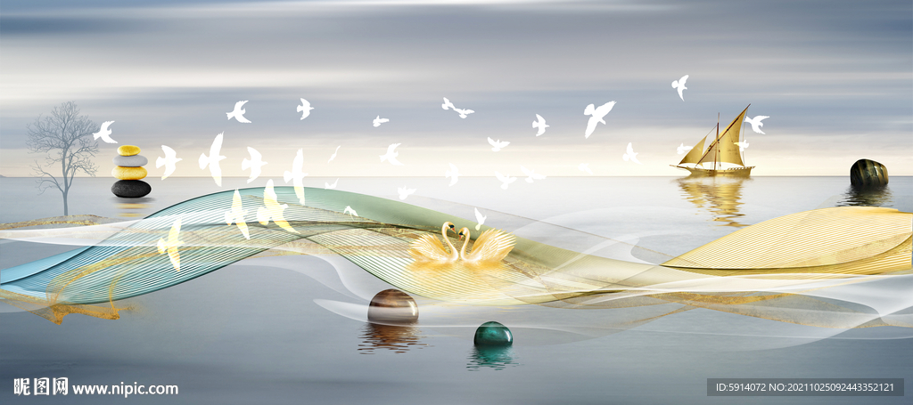 装饰画 晶瓷画 抽象线条