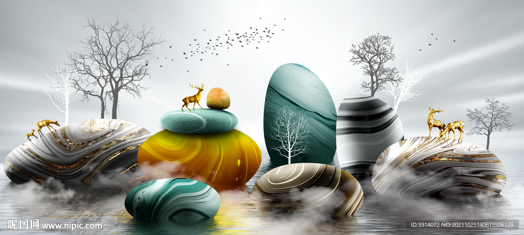 装饰画 晶瓷画 石头