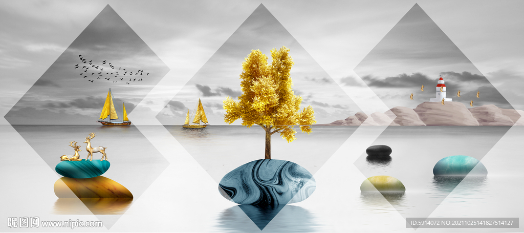 装饰画 晶瓷画 石头