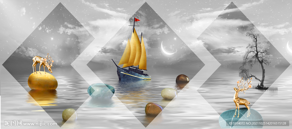 装饰画 晶瓷画 石头