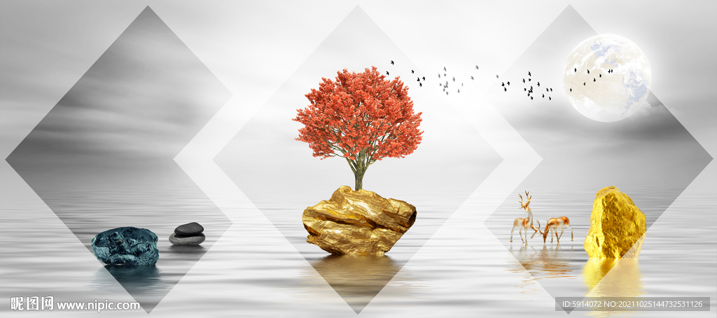 装饰画 晶瓷画 石头