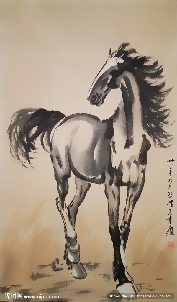 徐悲鸿 马 玄关 中国画 古画