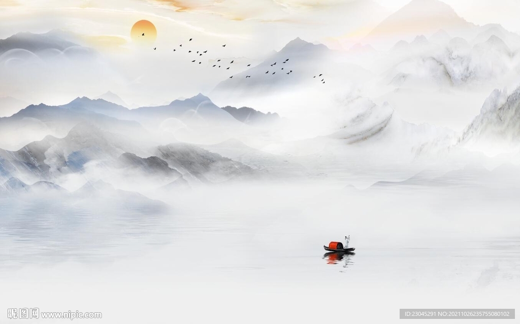 赤壁赋新中式山水背景墙