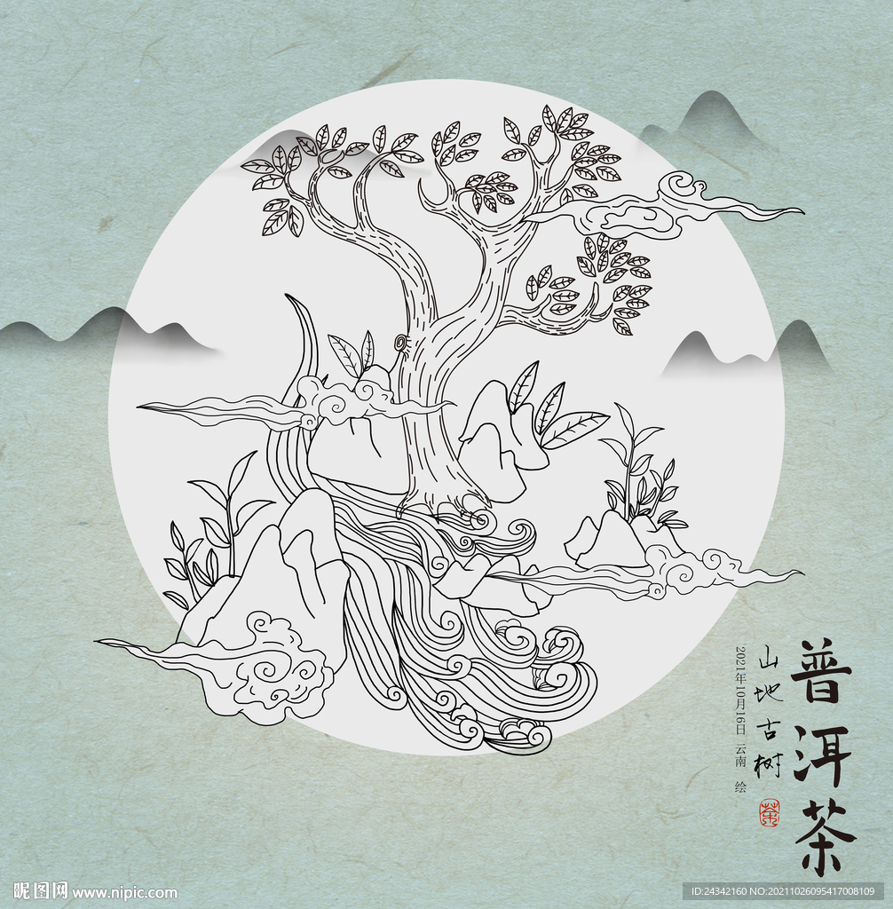 手绘古树茶
